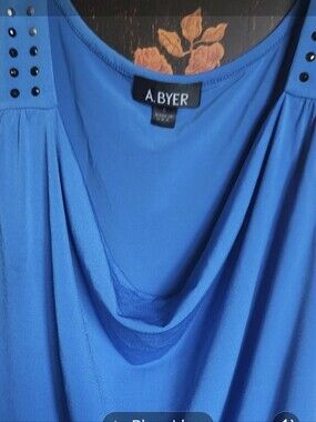 A. Byer Royal Blue Cowl Neck Tank with Studded Shoulders